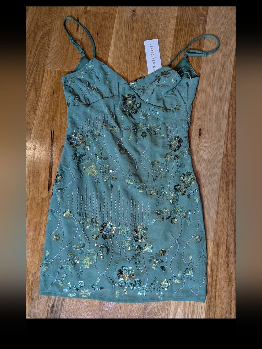 Viral Thirty/Thirty Green Sequin Minidress, NWT! XS